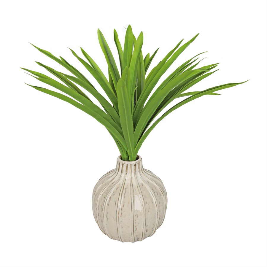 Plante verte artificielle 13,75 po dans vase beige