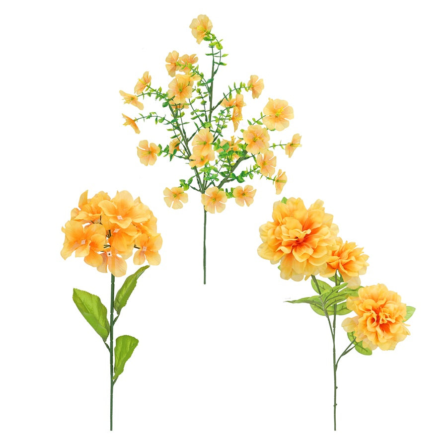 Tige de fleurs artificielles 26 po jaune
