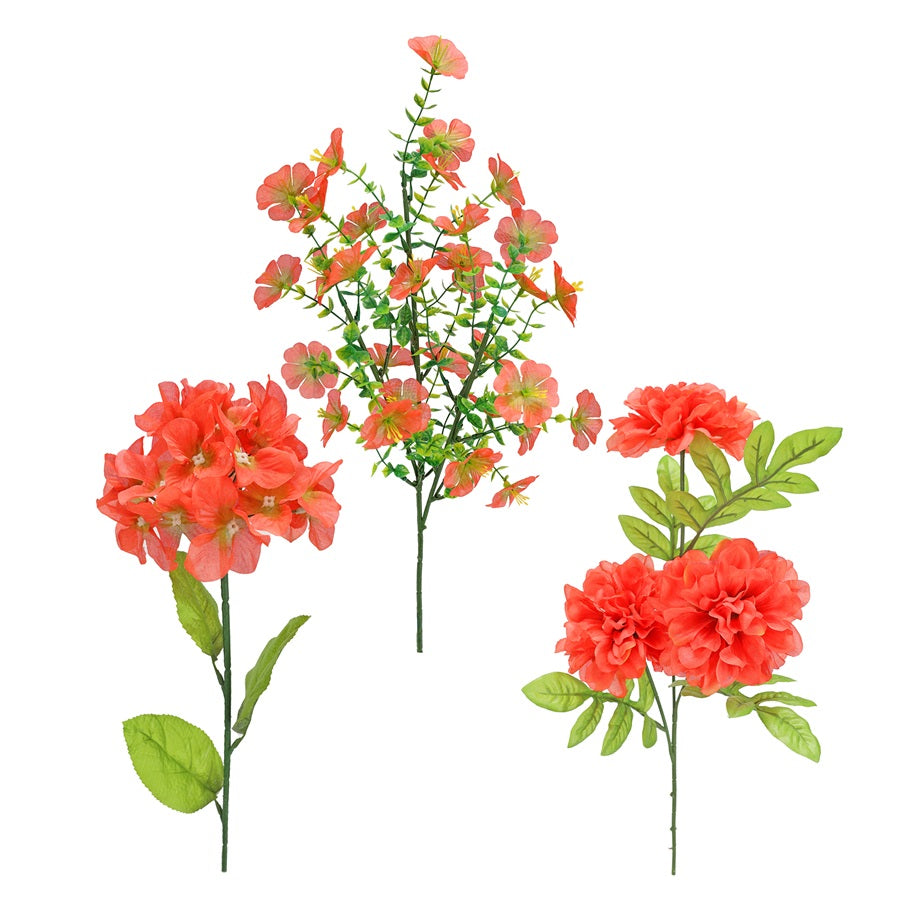Tige de fleurs artificielles 26 po corail