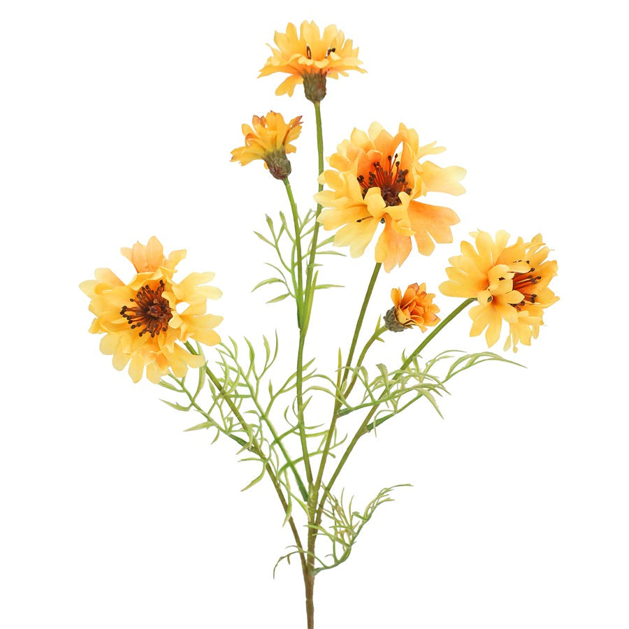 Tige de fleurs d'azur artificielles 24 po jaune