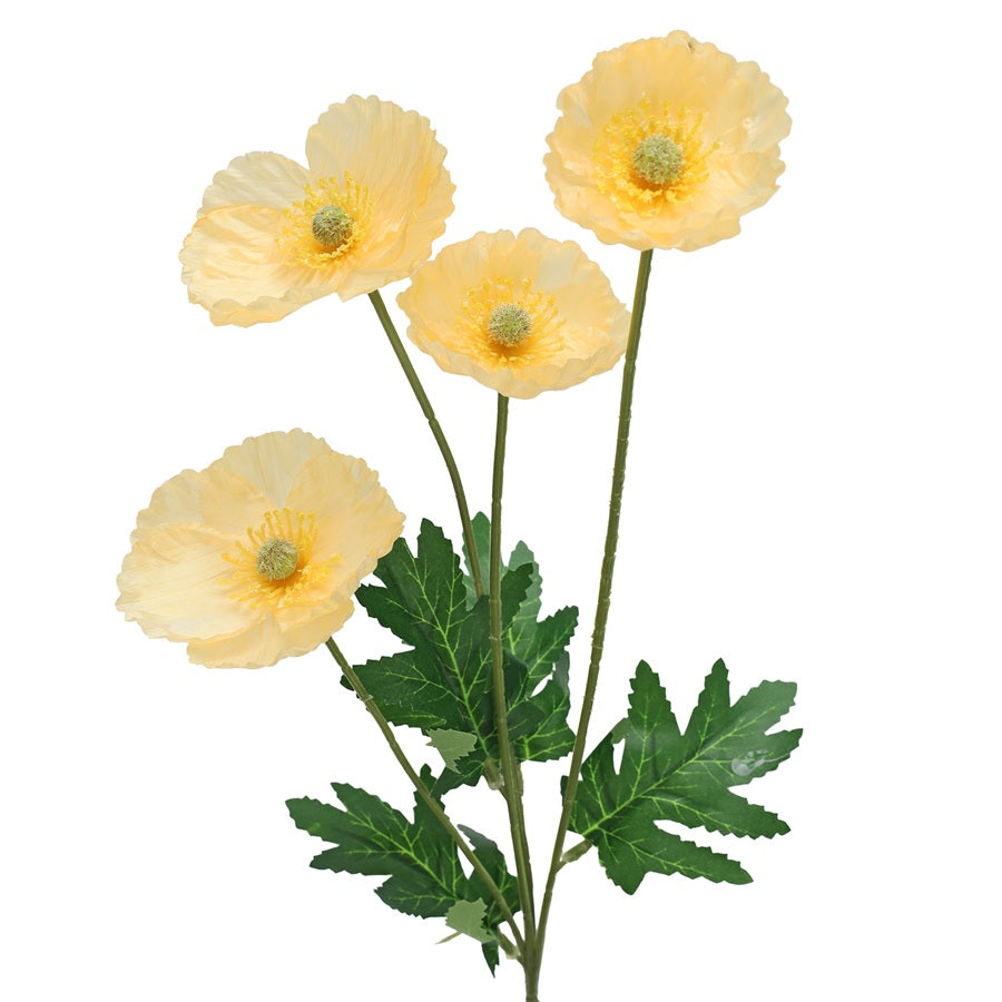 Tige de coquelicots artificiels 23 po jaune pâle