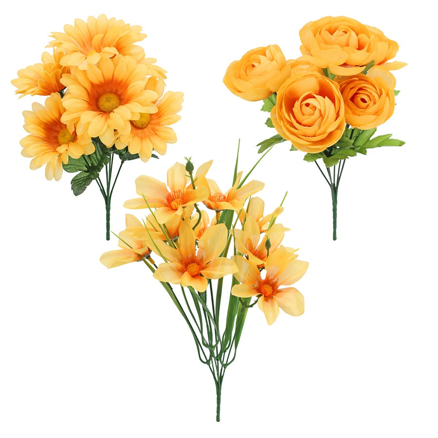 Bouquet de fleurs artificielles 13-15 po jaune