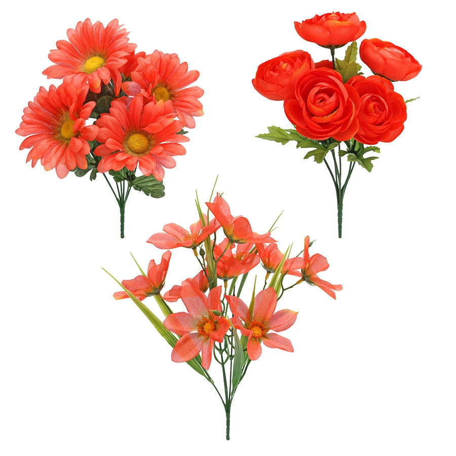 Bouquet de fleurs artificielles 13-15 po corail