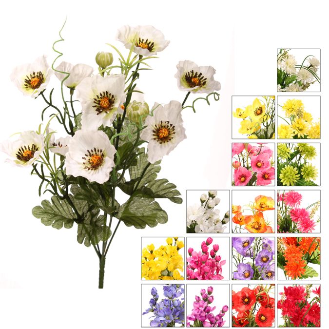 Bouquet d'herbe et de mini fleurs artificielles
