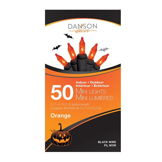 Jeu de 50 mini lumières intérieures et extérieures orange