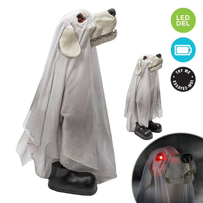 Chien en costume de fantôme lumineux 21 po