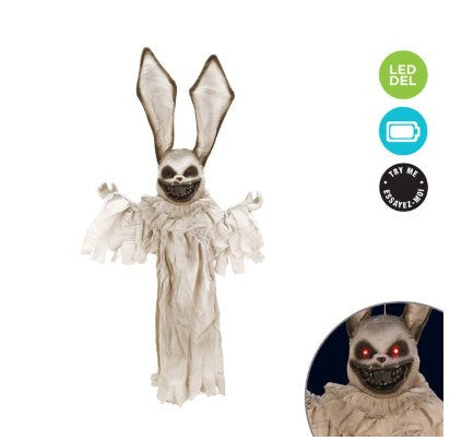Lapin maléfique suspendu 46,5 po avec yeux rouges
