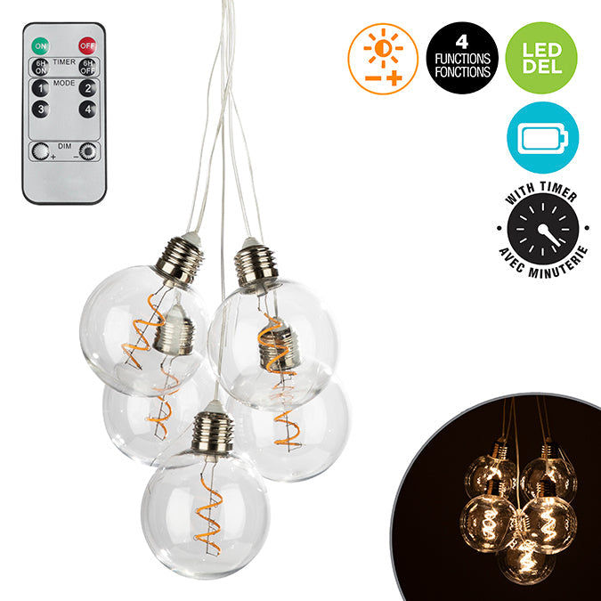 Ampoule suspendue DEL blanc chaud à pile (paquet de 5)