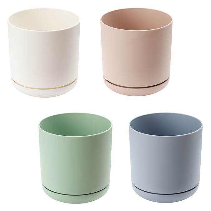 Pot 5 po en plastique fini mat avec soucoupe