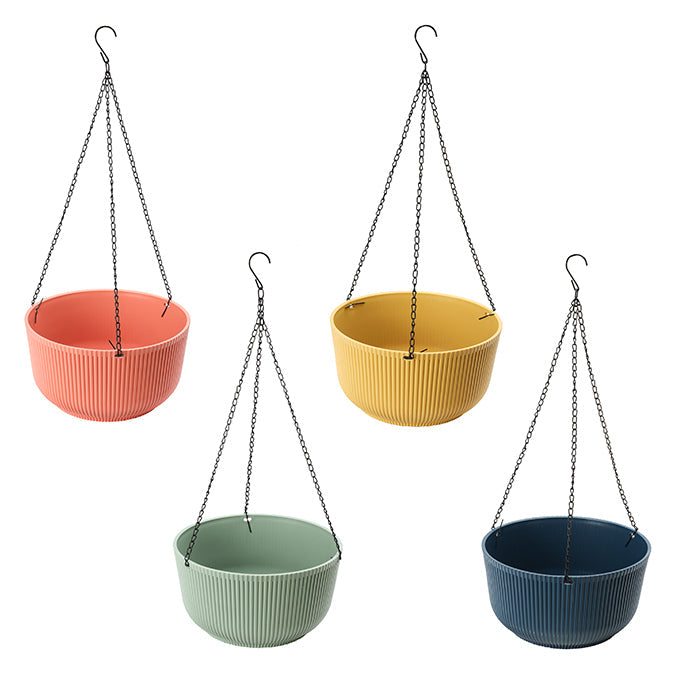 Jardinière suspendue 9 po en plastique cannelé fini mat