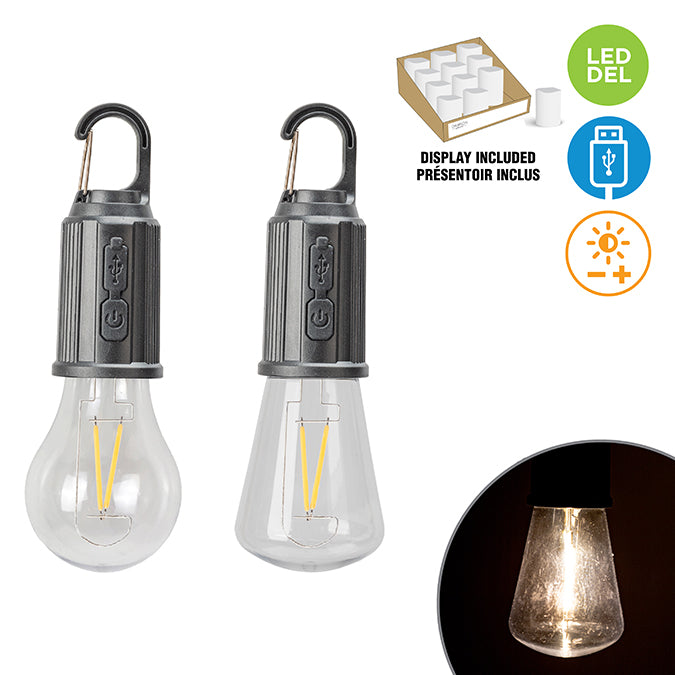 Lampe de camping à suspendre avec intensité réglable et ampoule A60 USB