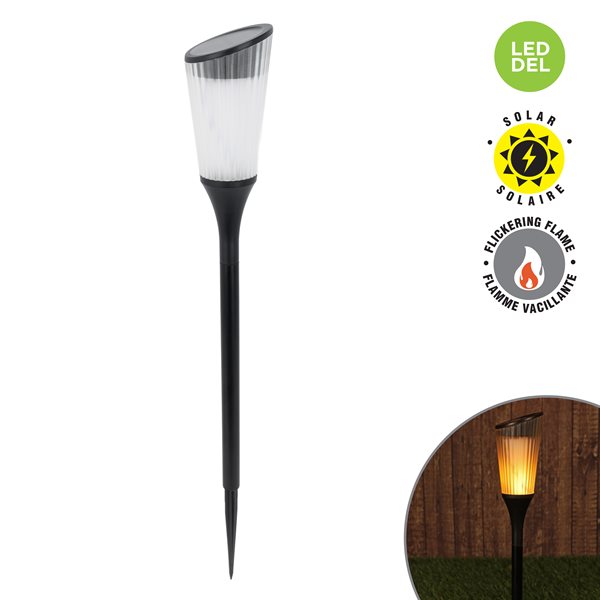 Piquet solaire 19,7 po DEL blanc givré et flamme vacillante