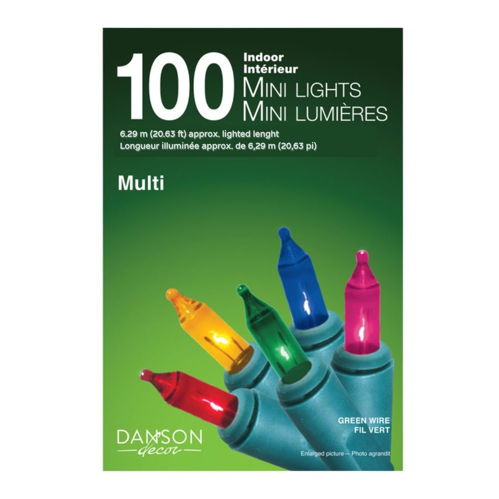 Lumières pour intérieur, 100 mini ampoules, multicolore, fil vert 18,56 pi