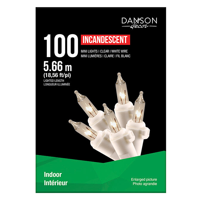 Jeu de 100 mini lumières d'intérieur clair sur fil blanc
