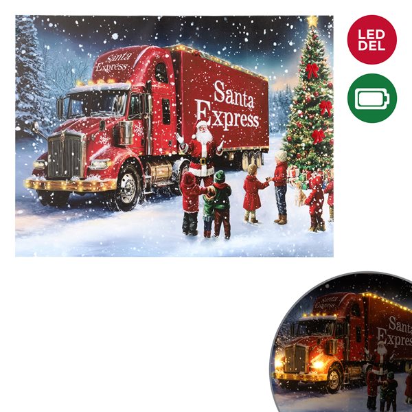 Toile lumineuse 12 po x 16 po Camion livreur du Père Noël