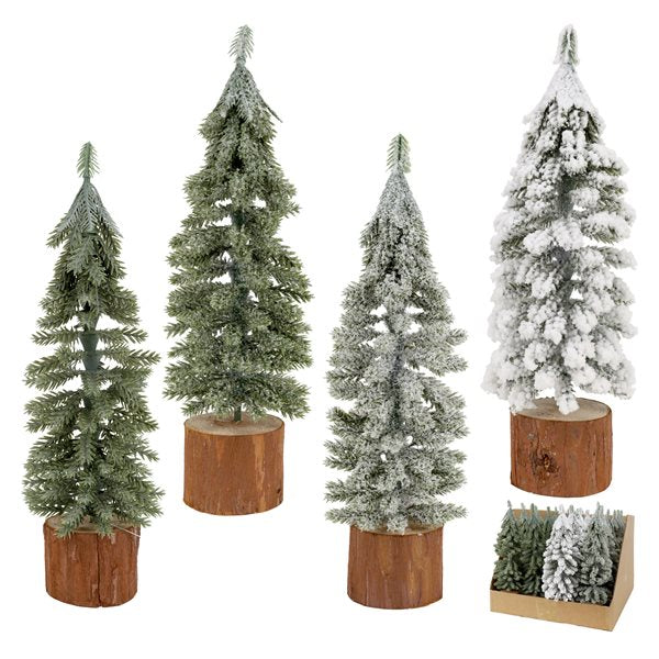 Mini sapin sur base en buche de bois 10 po