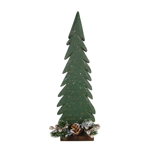 Sapin en bois vert avec pomme de pin et baies enneigées