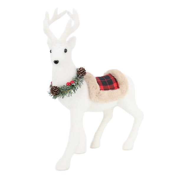 Cerf 36 po blanc avec couronne et couverture