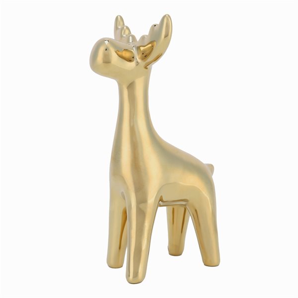 Cerf en porcelaine debout doré