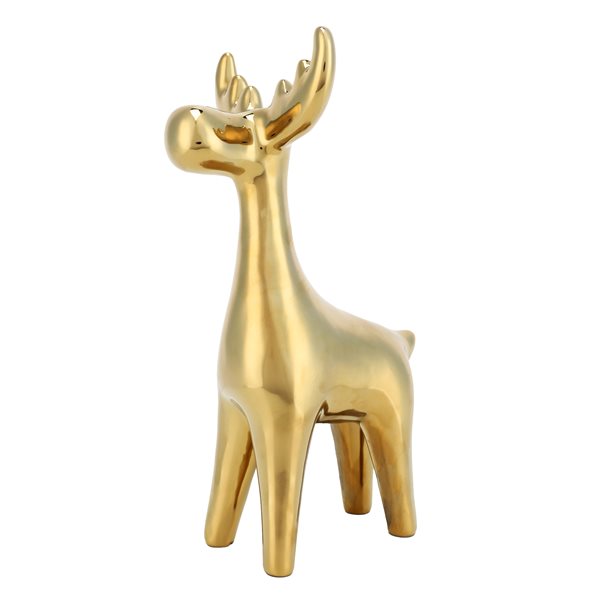 Cerf en porcelaine debout doré