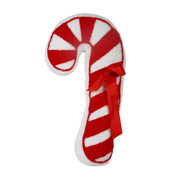 Coussin en forme de canne à bonbon 23 po x 12 po