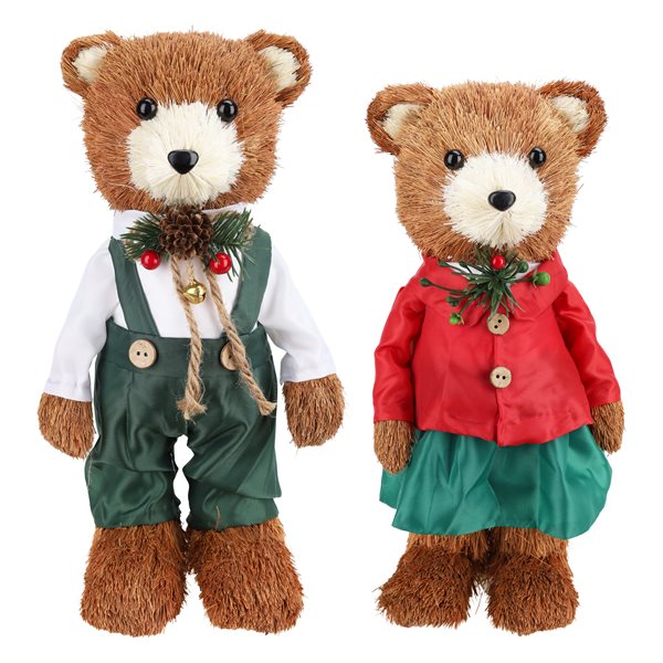 Ourson en sisal 12 po avec tenue festive