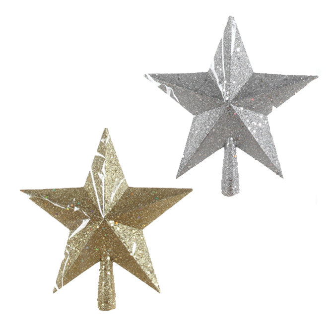 Cime d'arbre de Noël étoile or/argent brillante