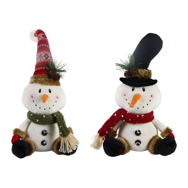 Bonhomme de neige assis souriant 16 po