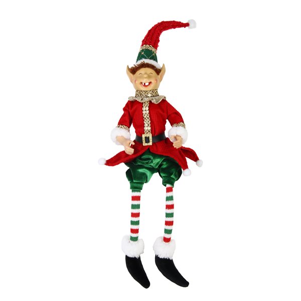 Lutin assis en tissu 24 po avec jambe pendante