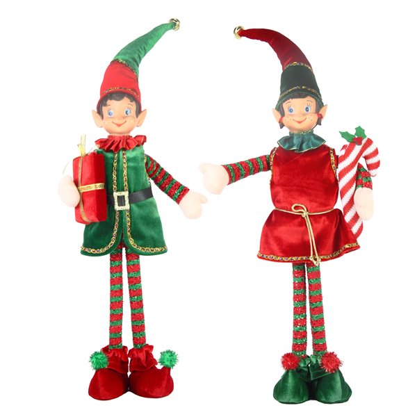 Lutin debout en tissu 19 po avec canne à bonbon