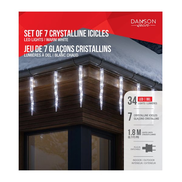 Jeu de lumière intérieur/extérieur 7 lumières glaçons DEL blanc pur
