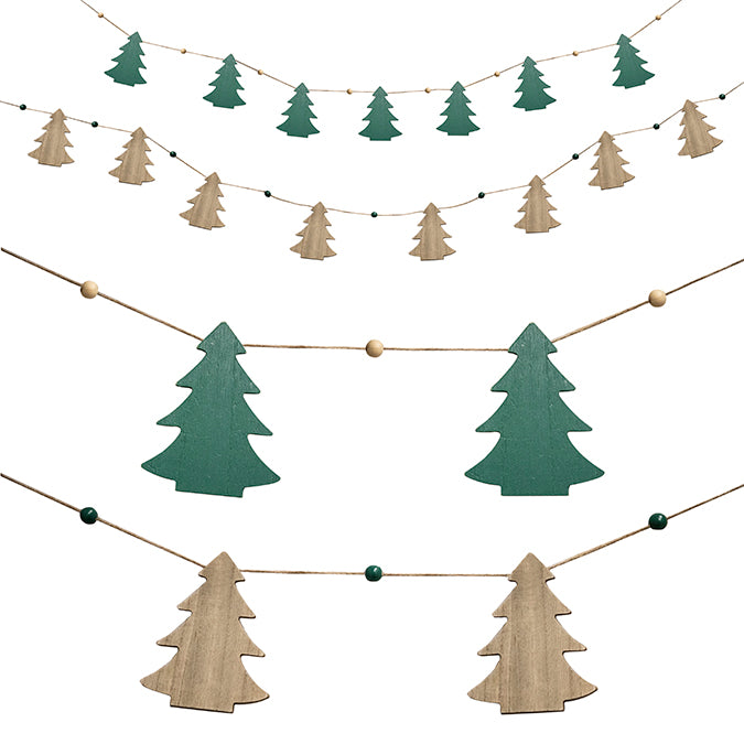 Guirlande 74 po sapins en bois naturel