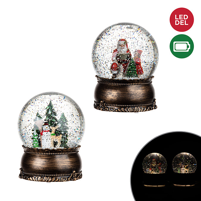 Boule à neige DEL avec neige brillante