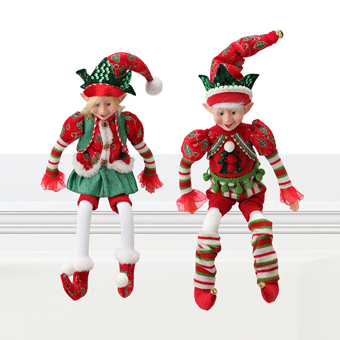 Lutin flexible en tissu rouge et vert 18 po