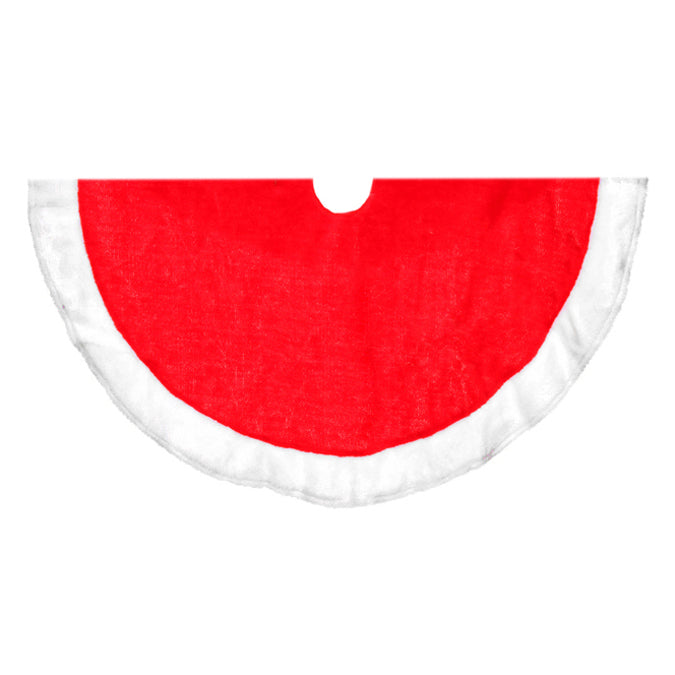 Jupe d'arbre de Noël 42 po peluche rouge rebord blanc