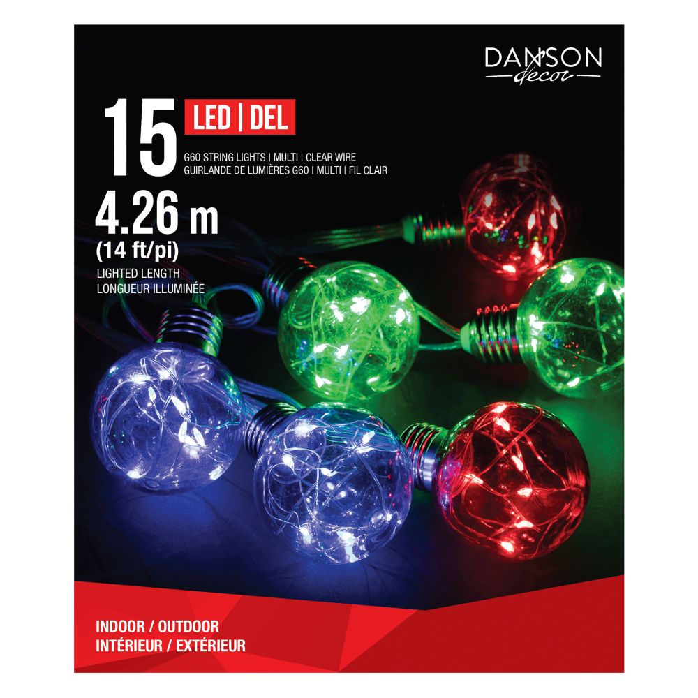 Jeu de lumière intérieur/extérieur 15 lumières au DEL multicolore