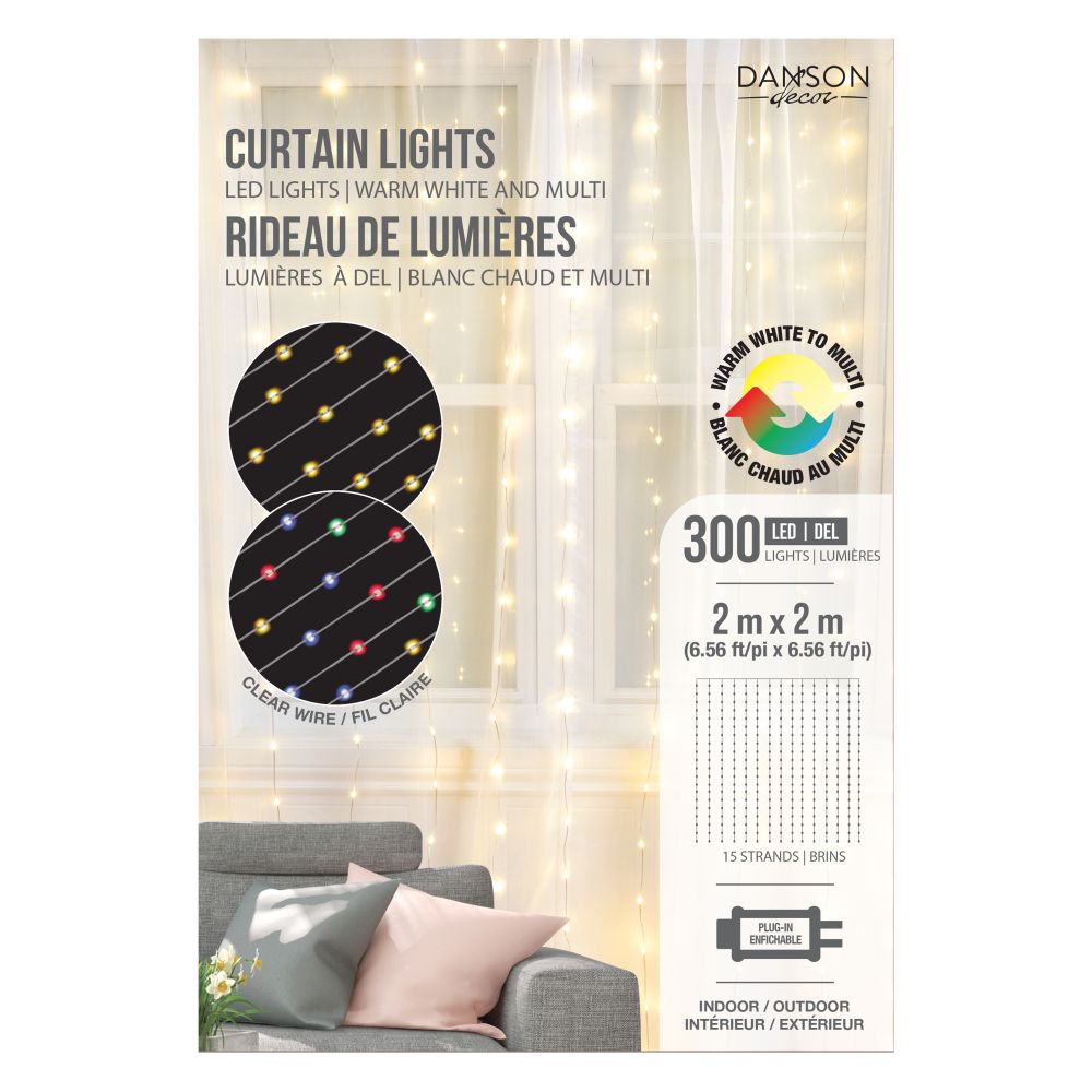 Rideau de lumière intérieur/extérieur 300 lumières multicolore