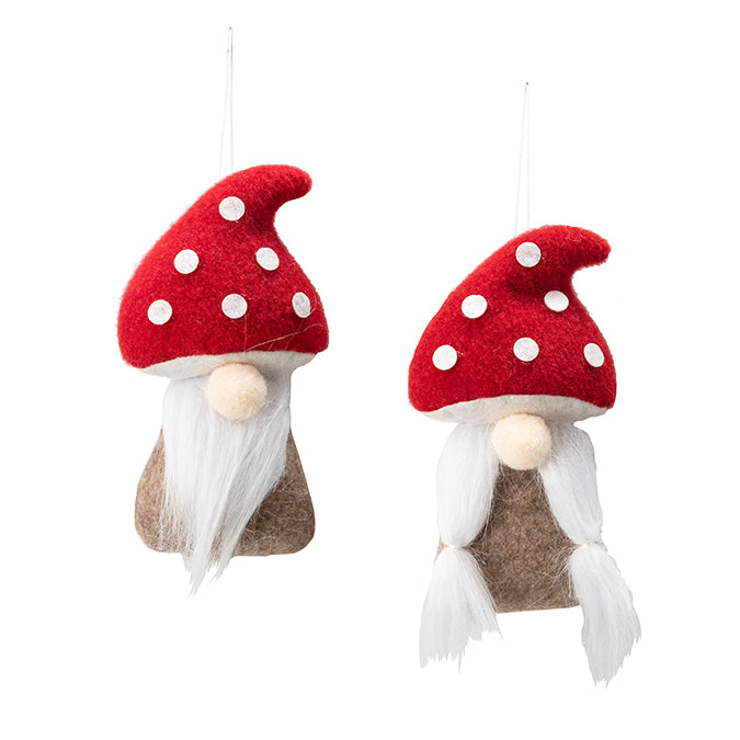 Ornement gnome 7 po avec chapeau champignon