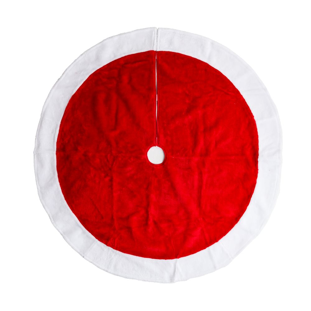 Jupe d'arbre de Noël rouge avec rebord blanc 42 po