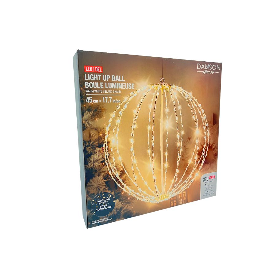 Boule lumineuse de 320 lumières blanc chaud 45 cm