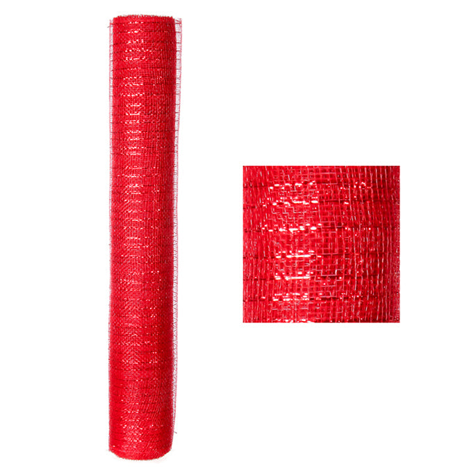 Ruban décoratif en tulle 21 po x 30 pi rouge métallique