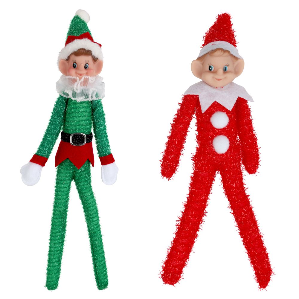 Lutin flexible 7 po en tissu au couleur de Noël