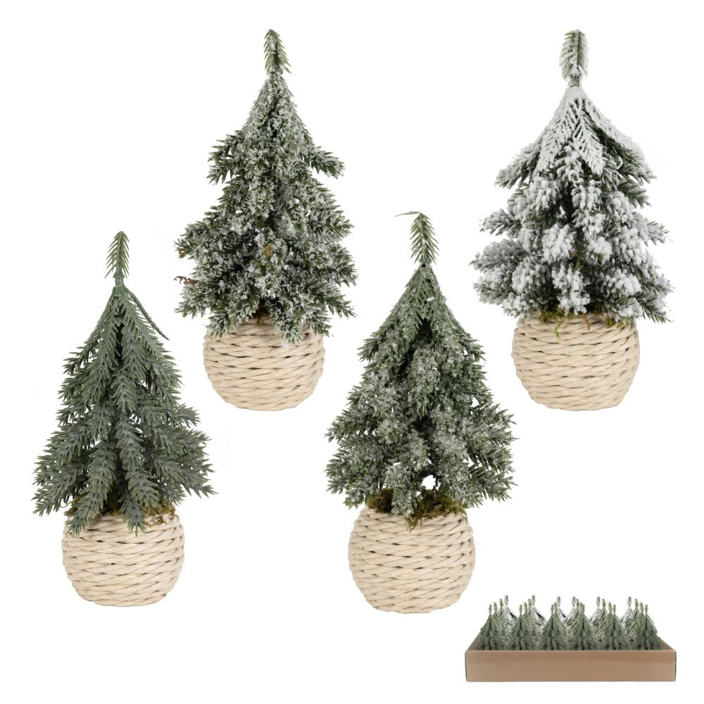 Mini sapin en pot en corde 6 po floqué, givré, glacé ou standard