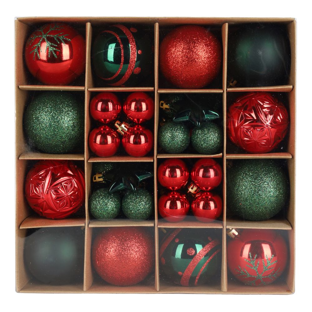 Ornement boule de Noël 30 mm - 60 mm (paquet de 42)