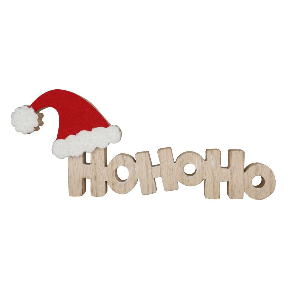 HOHOHO en bois avec chapeau de Noël 11,6 po x 4,7 po