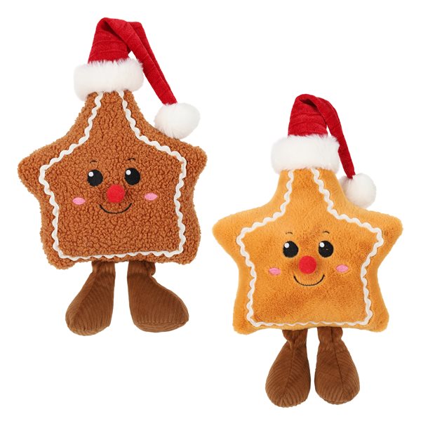 Pain d'épice en tissu 15 po étoile avec tuque de Père Noël