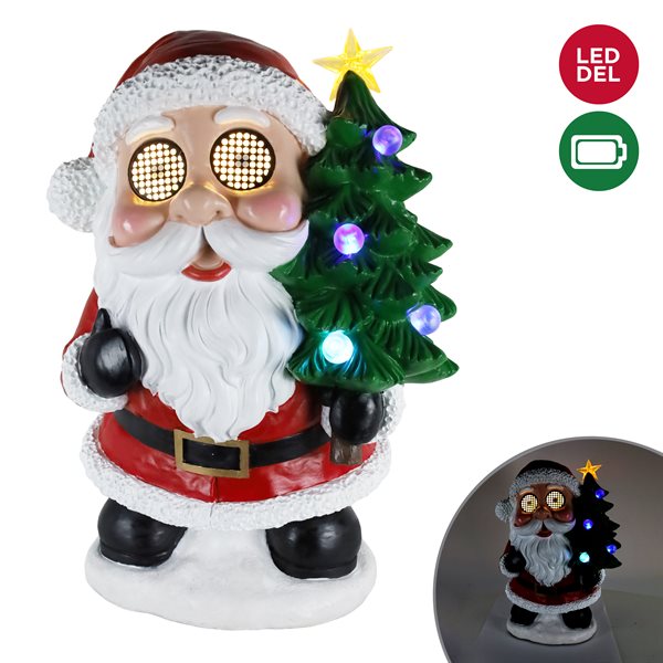 Père Noël DEL 14 po avec sapin lumineux