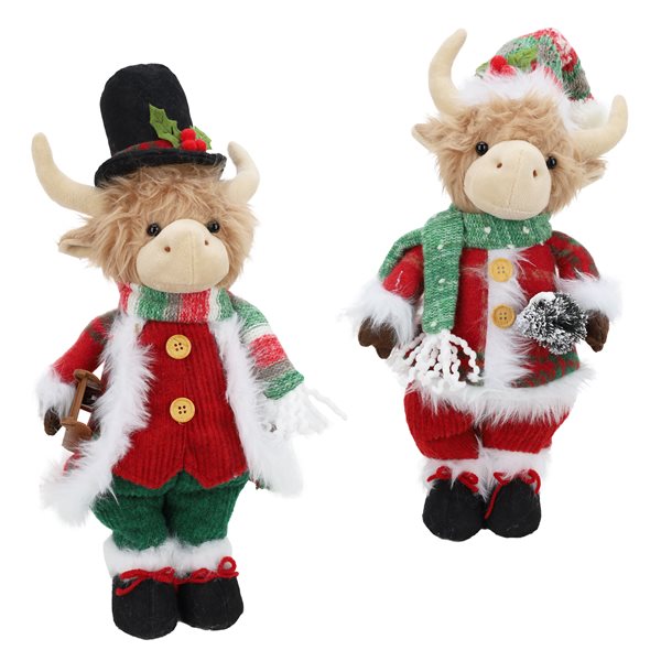 Vache highland en tissu 15 po avec chapeau