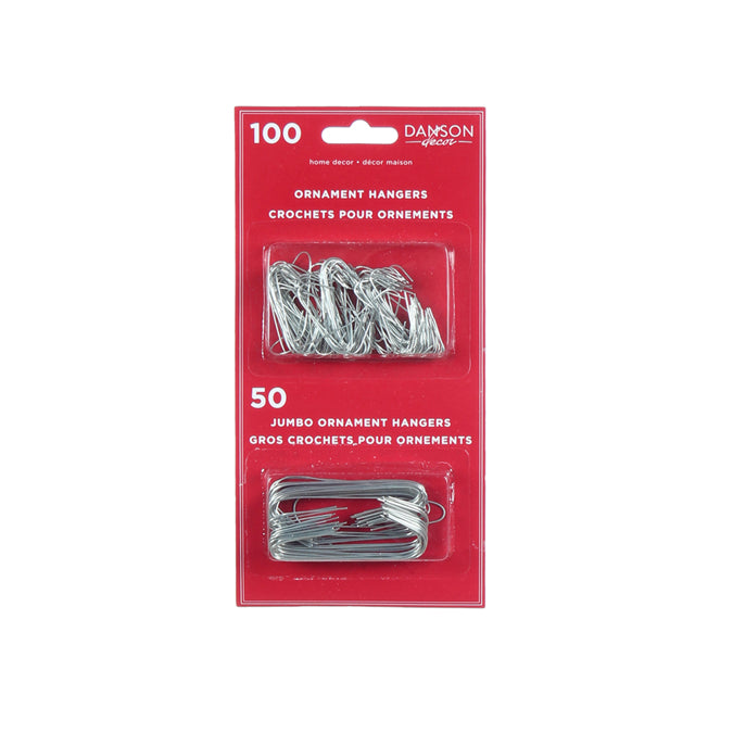 Crochet pour ornement grand et petit (paquet de 150) argent
