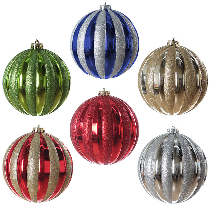 Ornement boule de Noël 200 mm rayé